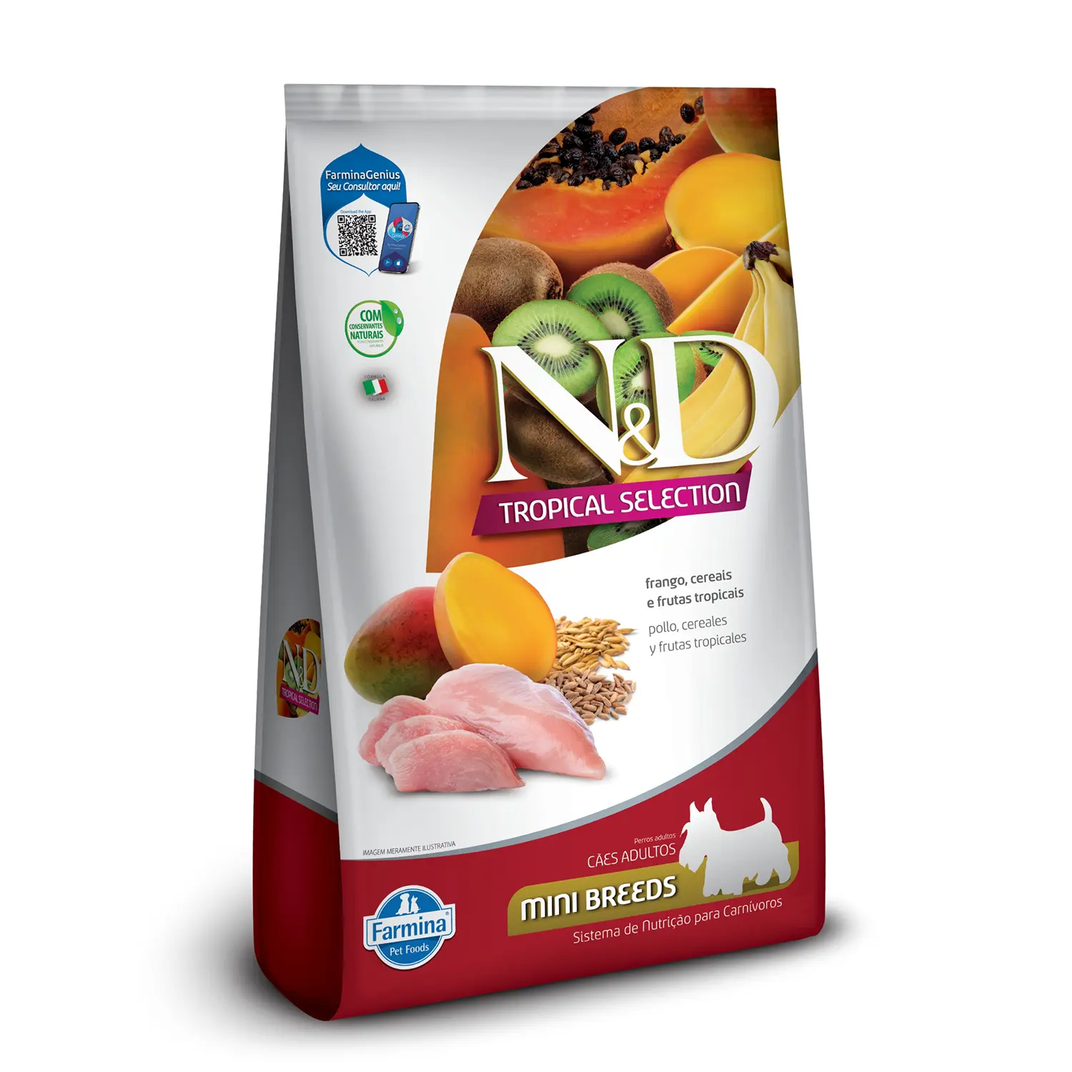 Ração N&amp;D Tropical Selection Cães Adultos Mini Frango